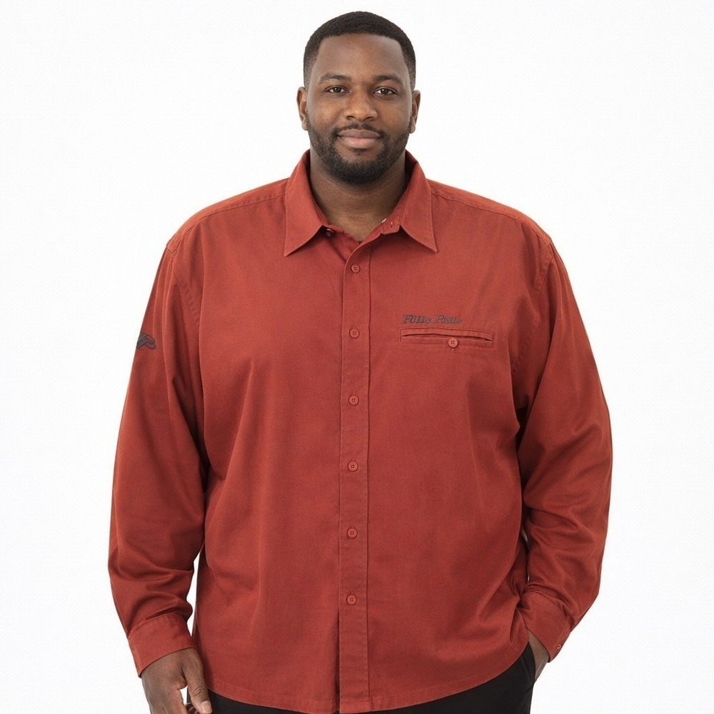 Pelle Pelle Marc Buchanan Mens XXL Burnt Orange Long Sleeve Button Down Shirt‎